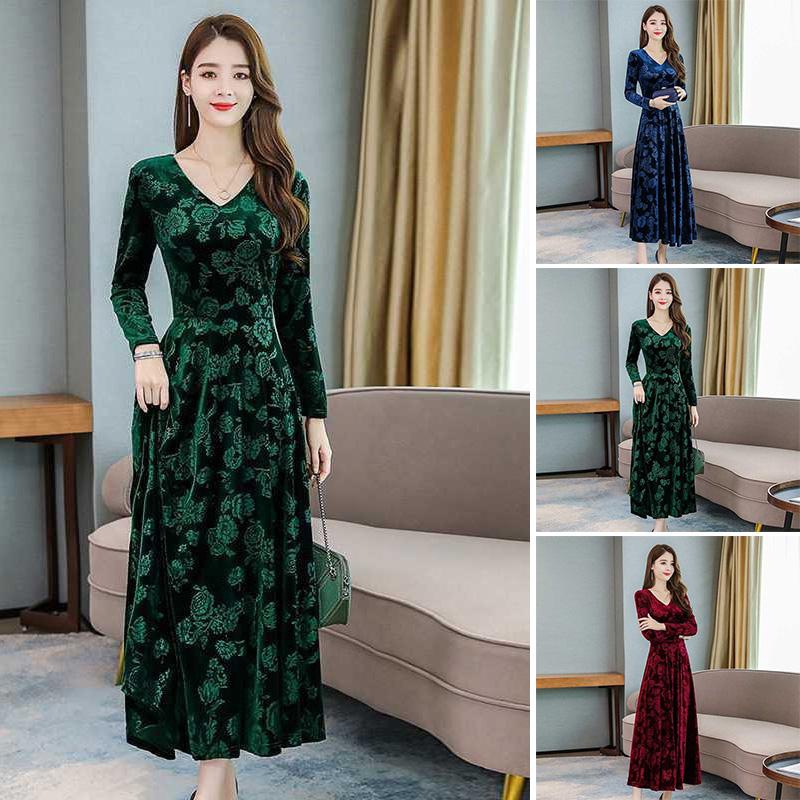 Gaun Wanita Model Swing Lengan Panjang Dengan Kerah V Neck Dan Potongan A Line Bergaya Elegan Shopee Indonesia