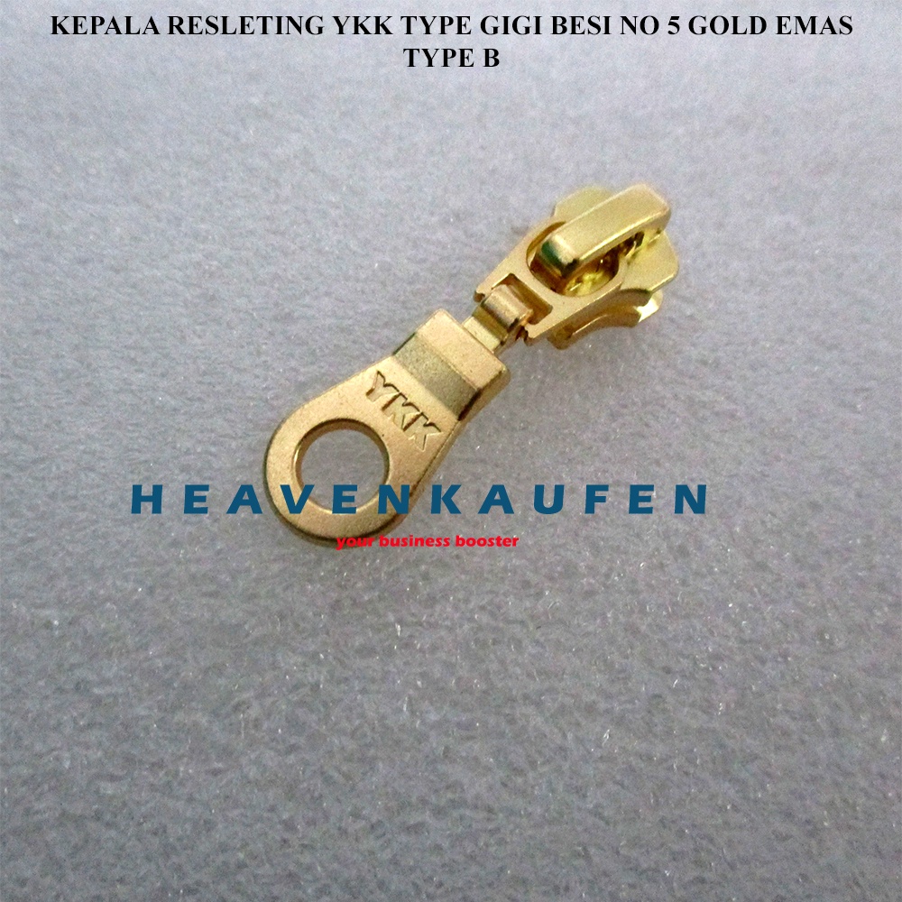 Kepala Resleting Zipper Head YKK Type Gigi Besi No 5 Warna Gold Emas Kode B