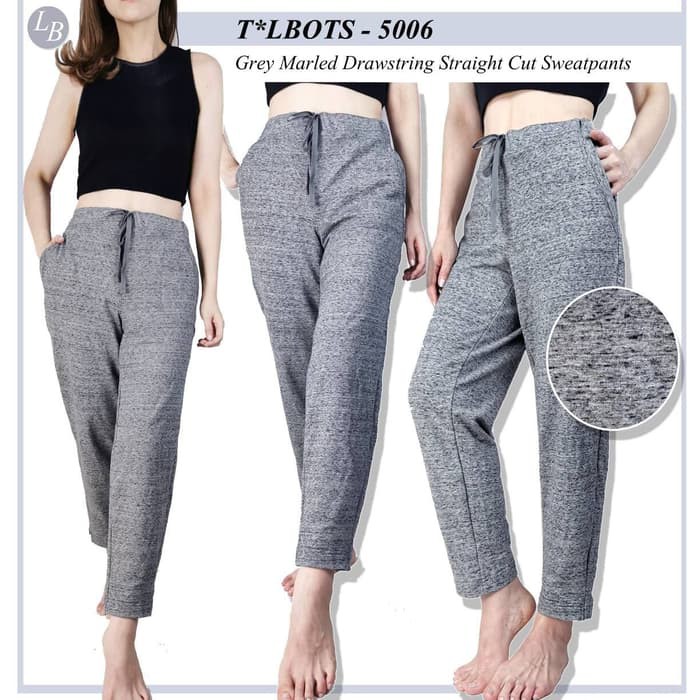celana panjang wanita bahan kaos grey marled Talbots orginal