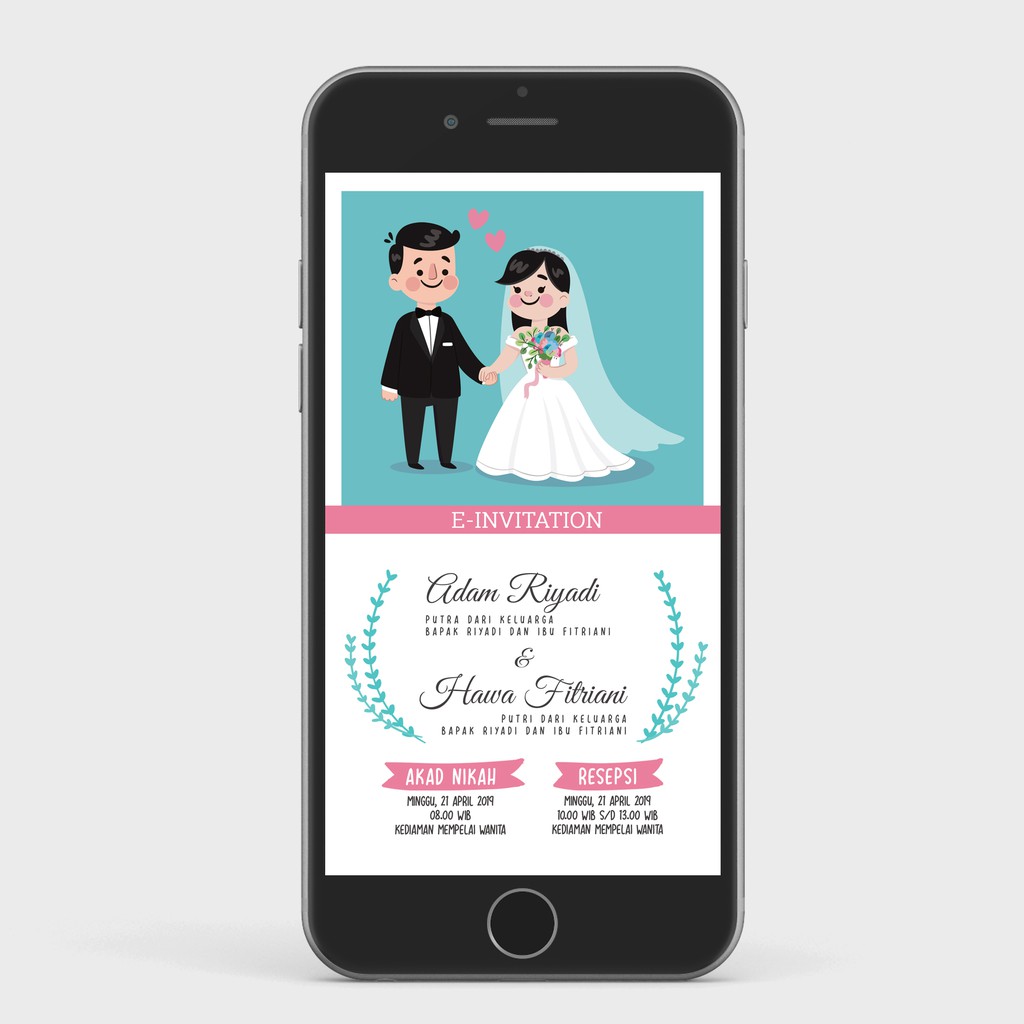 Undangan Pernikahan Digital/Wedding E-Invitation Unik Kartun Lucu A10