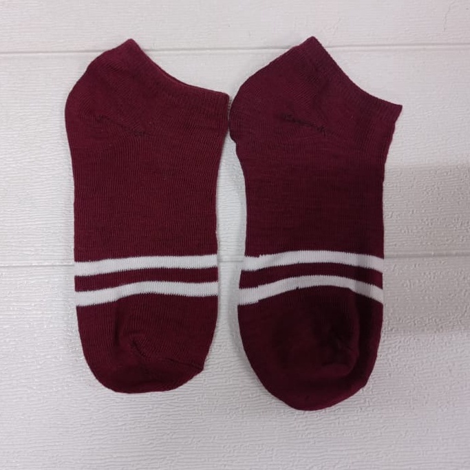 ✧YUKSHOPING✧ Kaos Kaki Fashion Wanita Pria Murah Kaus Motif Semata Kaoskaki Ankle Socks Pendek-GARIS MAROON