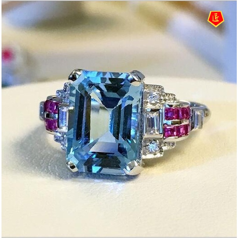 [Ready Stock]Fashion Personality Topaz Sapphire Ring