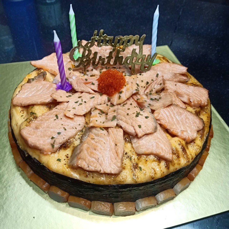 salmon mentai cake