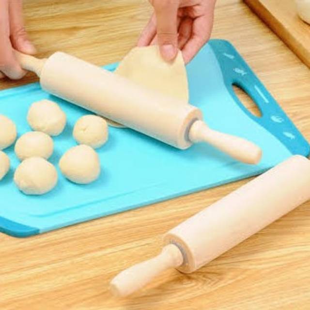 Penggilas Adonan rolling pin kayu gilesan putar
