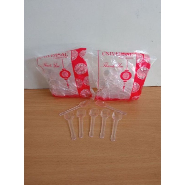 SENDOK STB BENING 8CM plastik kecil mini agar/pudding/es krim cream isi 100pcs