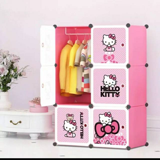 Lemari pakaian portable hello kitty 6 pintu