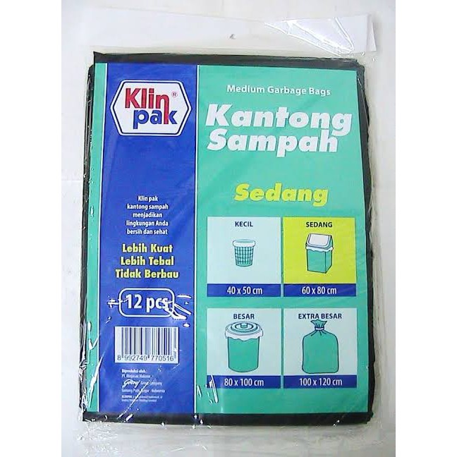 KLIN PAK Kantong Sampah ukuran Sedang 60 X 80 CM isi 12pcs