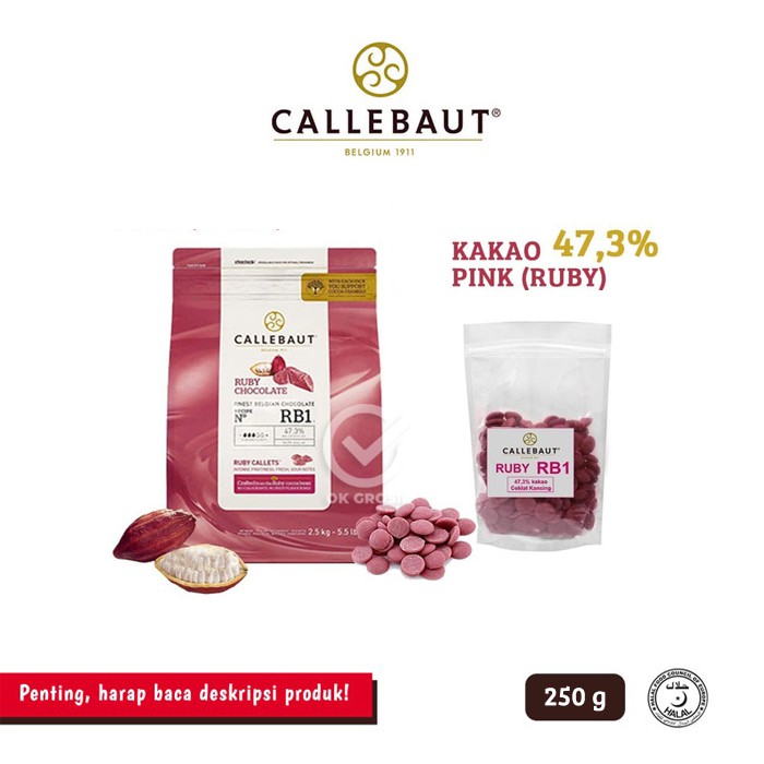 

Callebaut Ruby Couverture 47,3% (250gr) KHUSUS GOSEND & JNE YES