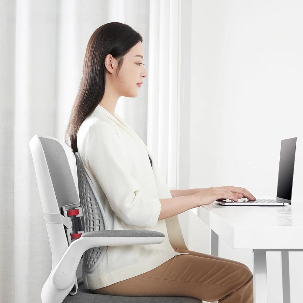 Leband Sandaran Kursi Ergonomic Adjustable Lumbar Back Support Dynamic Backrest - LB-YK002 - White