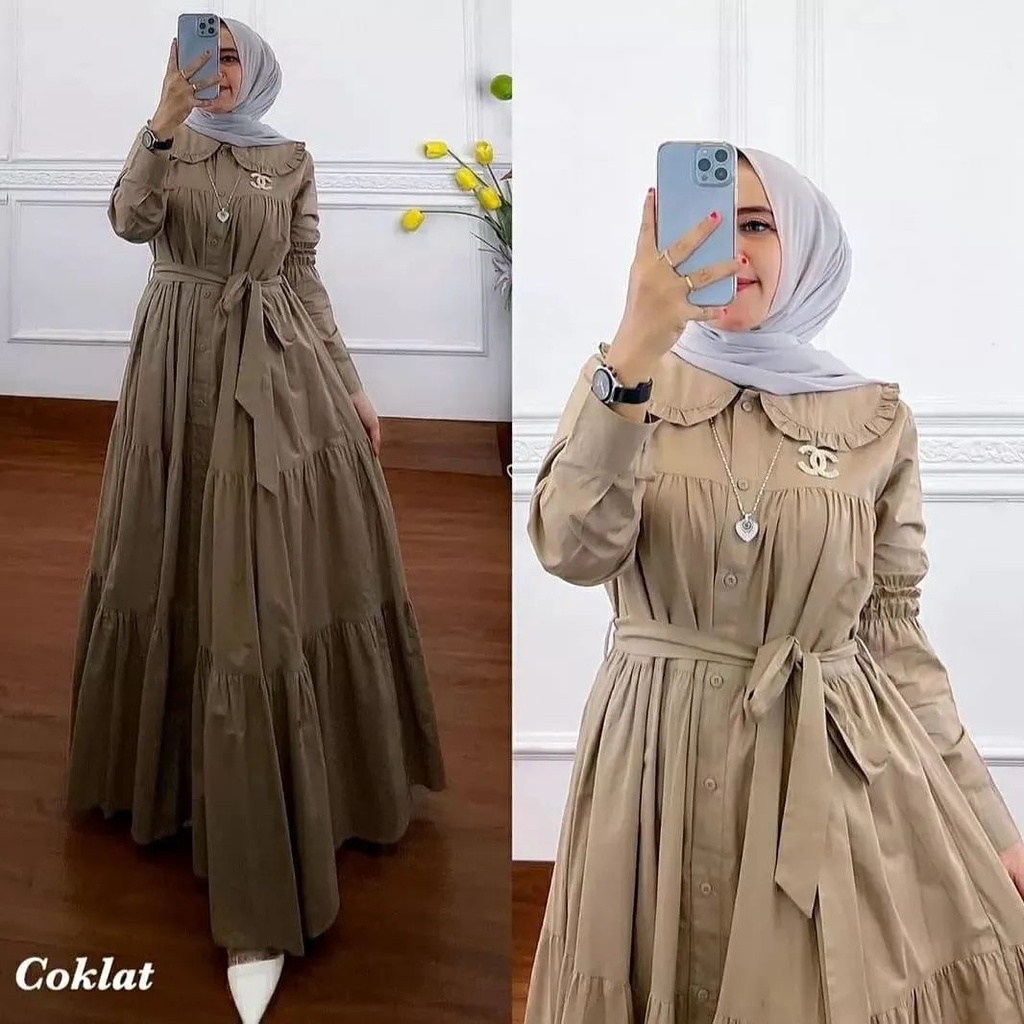 Gamis Polos Terbaru2022 Kiranti Dress VM Dress Muslim Baju Wanita Terbaru Gamis Kondangan Dress Pest