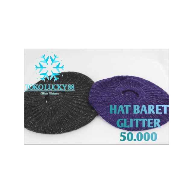 IMPORT Topi Baret Rajut Wool Glitter Hat Beret Glitter