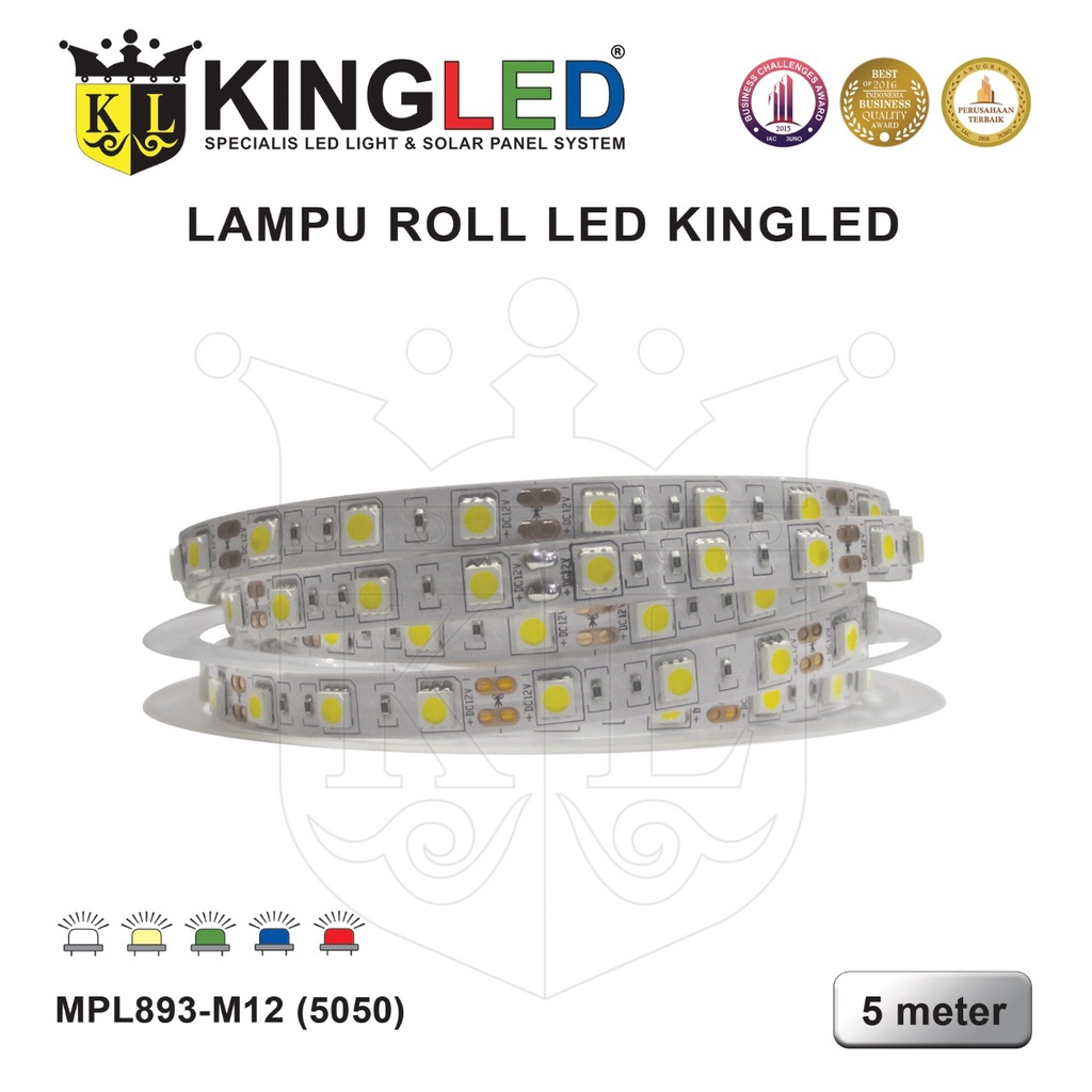 KINGLED Lampu LED Strip 5050 12V 5meter INDOOR OUTDOOR LED Roll