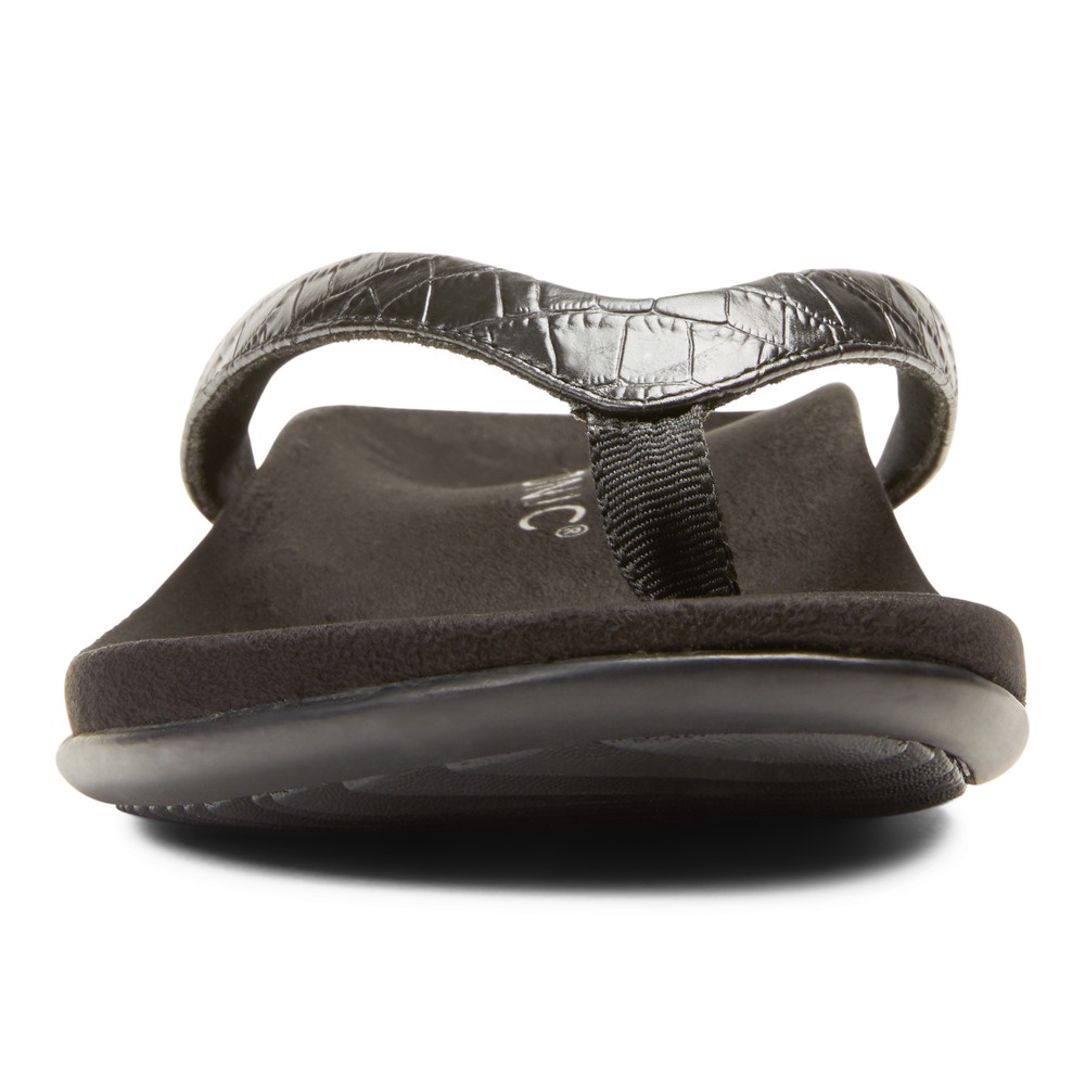 Vionic Dillon Croc Black Sandal Wanita