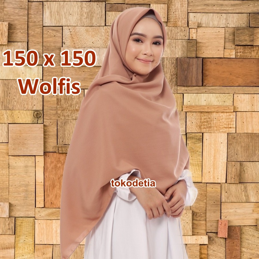 TERMURAH Jilbab Segi Empat 150 x 150 / Jilbab Jumbo Wolfis Syari 150 x 150