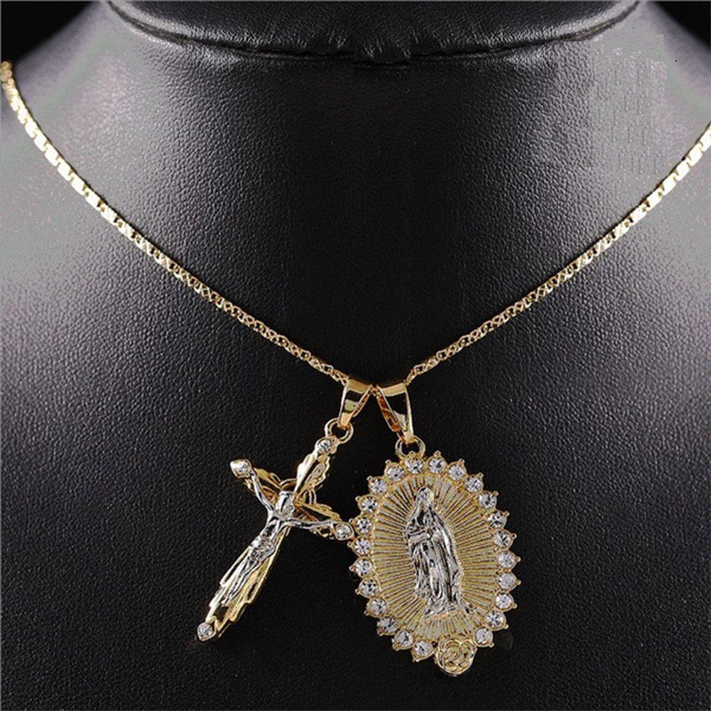 R-flower Cross Kalung Perhiasan Aksesoris Totem Salib
