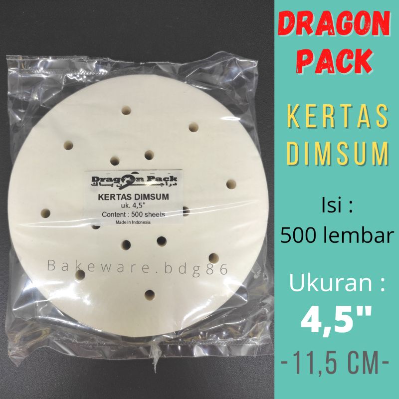 

KERTAS DIMSUM 4 INCH ( 10 CM) & 4,5 INCH (11,5 CM) DRAGON PACK 500 LEMBAR / DIMSUM PAPER