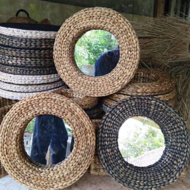 KACA KAMAR MANDI CERMIN DINDING WATAFEL WALL DECOR ENCENG GONDOK DIAMETER 40 CM