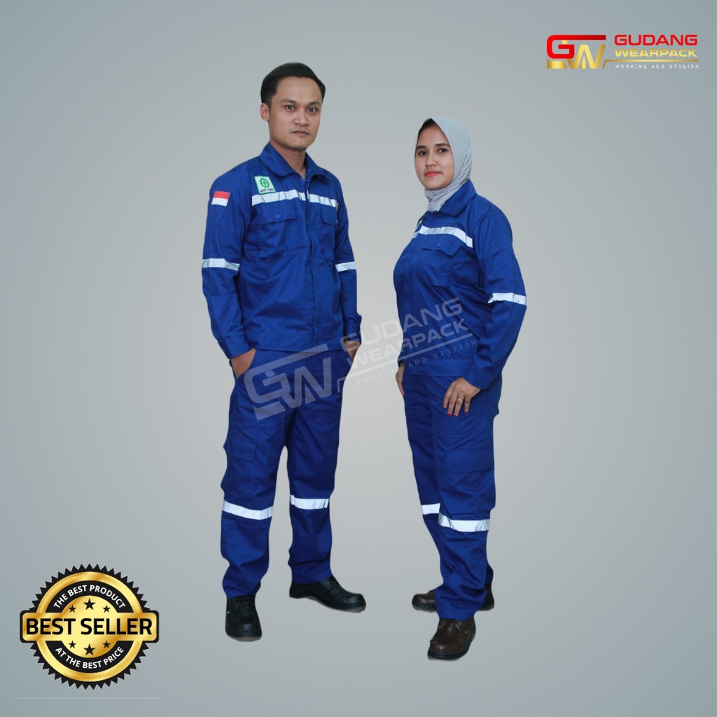 SETELAN Wearpack BENHUR POLOSlengan panjangsleting/SETELAN BAJU KERJA K3 (setelan standar)