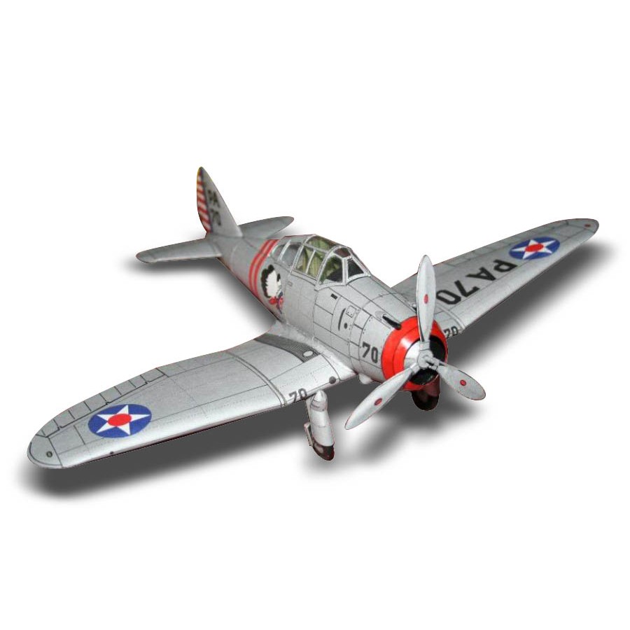 DIY Model Kertas Perang Dunia II pesawat tempur Amerika Seversky P-35