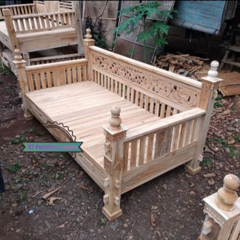 Bale bale jati mentahan bangku kursi rahwana besar ukuran 200×100cm