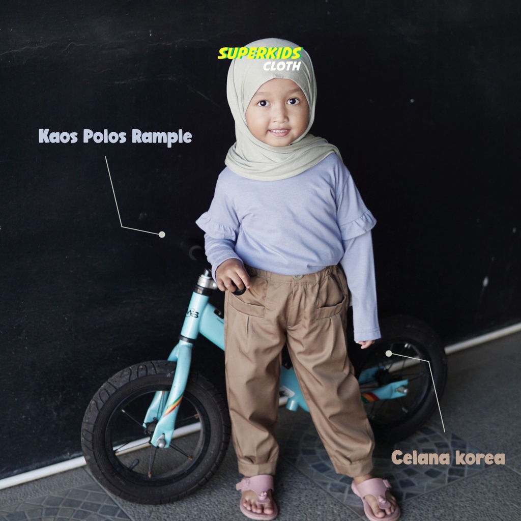 Celana Anak Perempuan Korea Celana Anak Cewek Korea Mocca Tua Terbaru Superkidscloth Panjang 1 - 10 Tahun