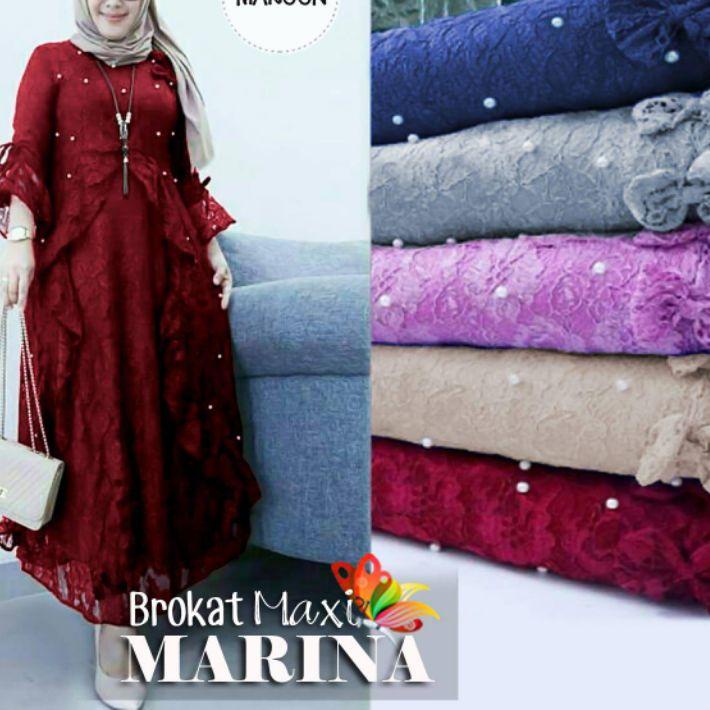 ❅ MAXI MARINA GAMIS BRUKAT GAMIS MUSLIM FASHION MUSLIM MURAH ➢