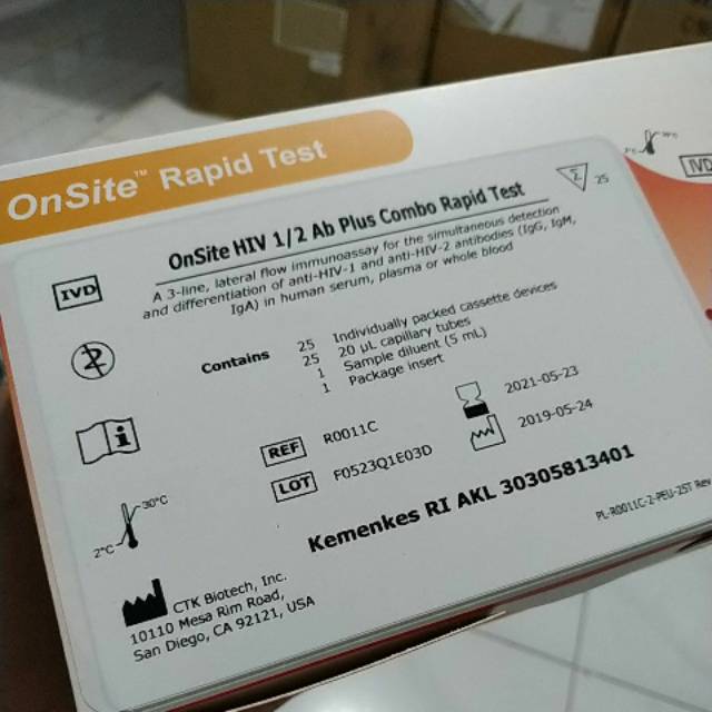 Tes HIV / Onsite HIV 1/2 Ab Plus Combo Rapid Test / HIV OnSite / HIV / HIV Device / Onsite