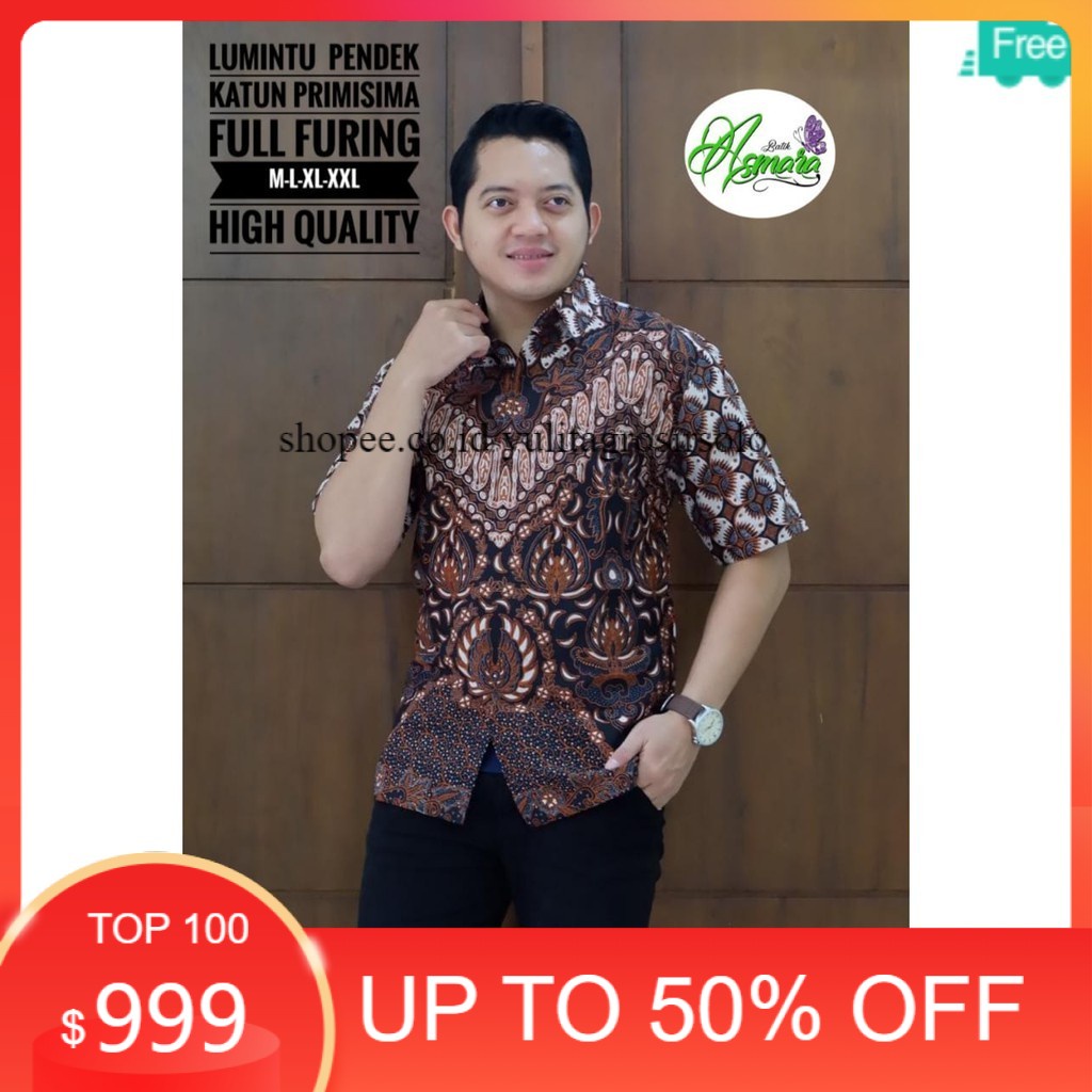 KEMEJA BATIK PREMIUM PRIA BATIK KATUN JUMBO BIGSIZE XXXXL MOTIF LUMINTA LENGAN PENDEK