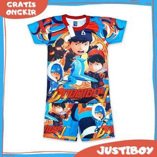 Setelan Baju  Anak  Karakter Boboiboy Elemental Heroes 