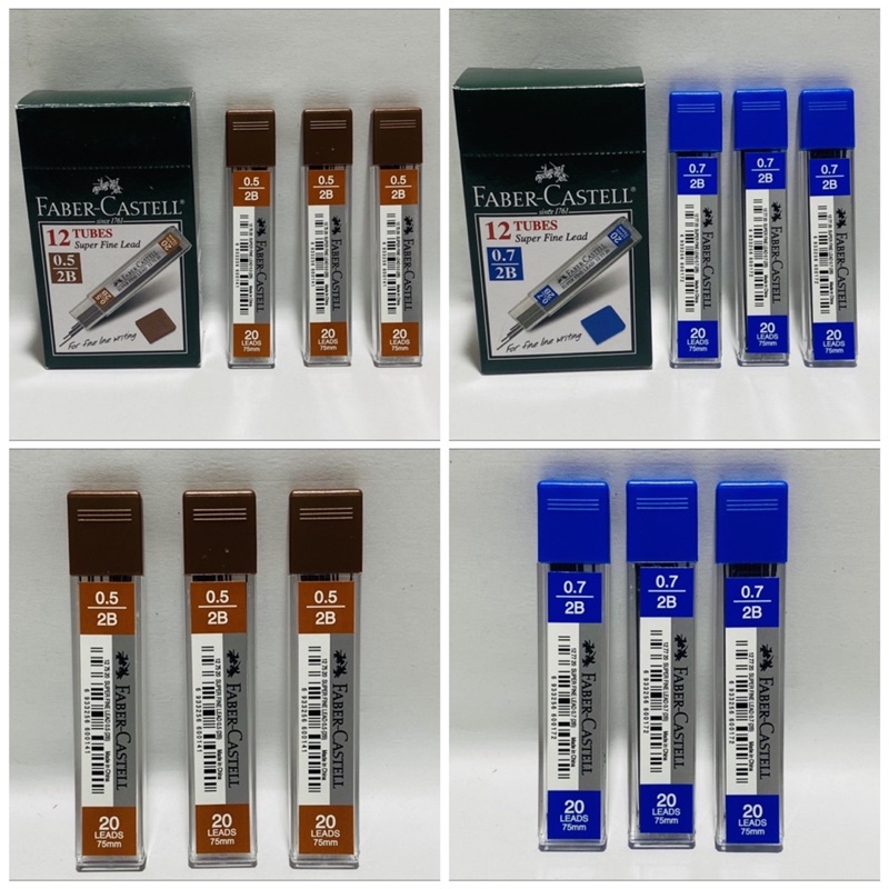 

REFILL PENSIL MEKANIK FABER CASTELL 2B 0.5 MM DAN 0.7 MM / 1 BOX ISI 12 TUBE