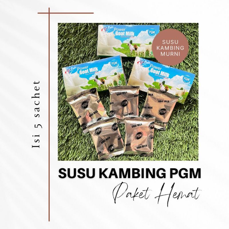 

Susu Kambing Etawa Power Goat Milk ( PGM ) Original [ Ecer isi 5 sachet ] PAKET HEMAT IMUN KUAT