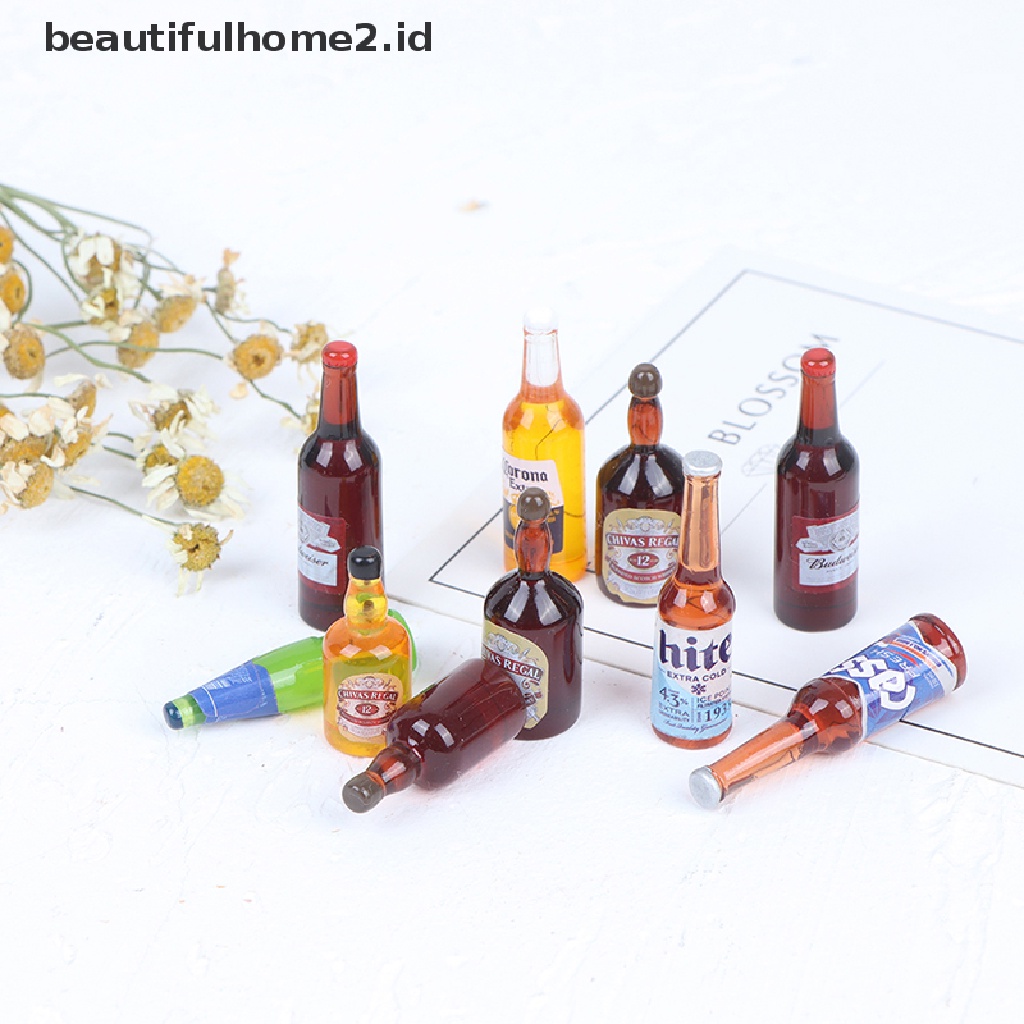 (Beautifulhome2) Buku Literatur Bahasa MandarinId 10pcs Miniatur Botol Wine Skala 1: 12 Untuk Dapur Rumah Boneka