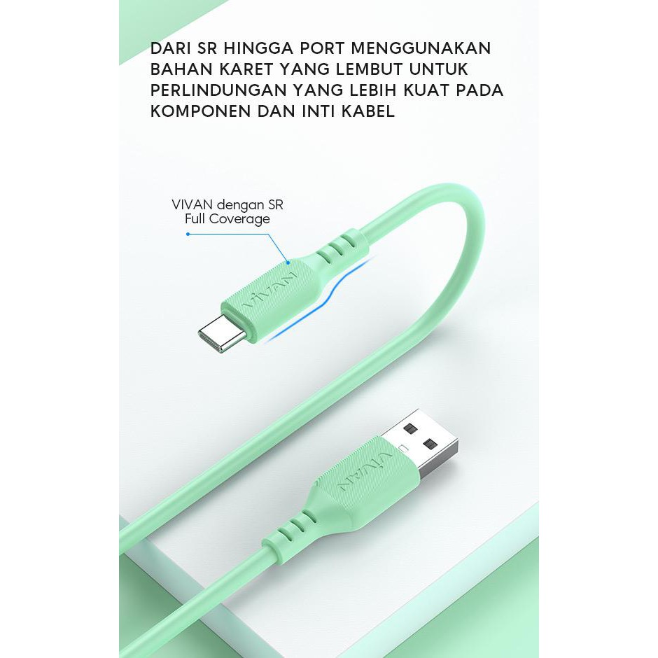 Vivan VSC100 2.4A Type C 5V 1m Silicon Full SR Coverage Quick Charge Data Cable