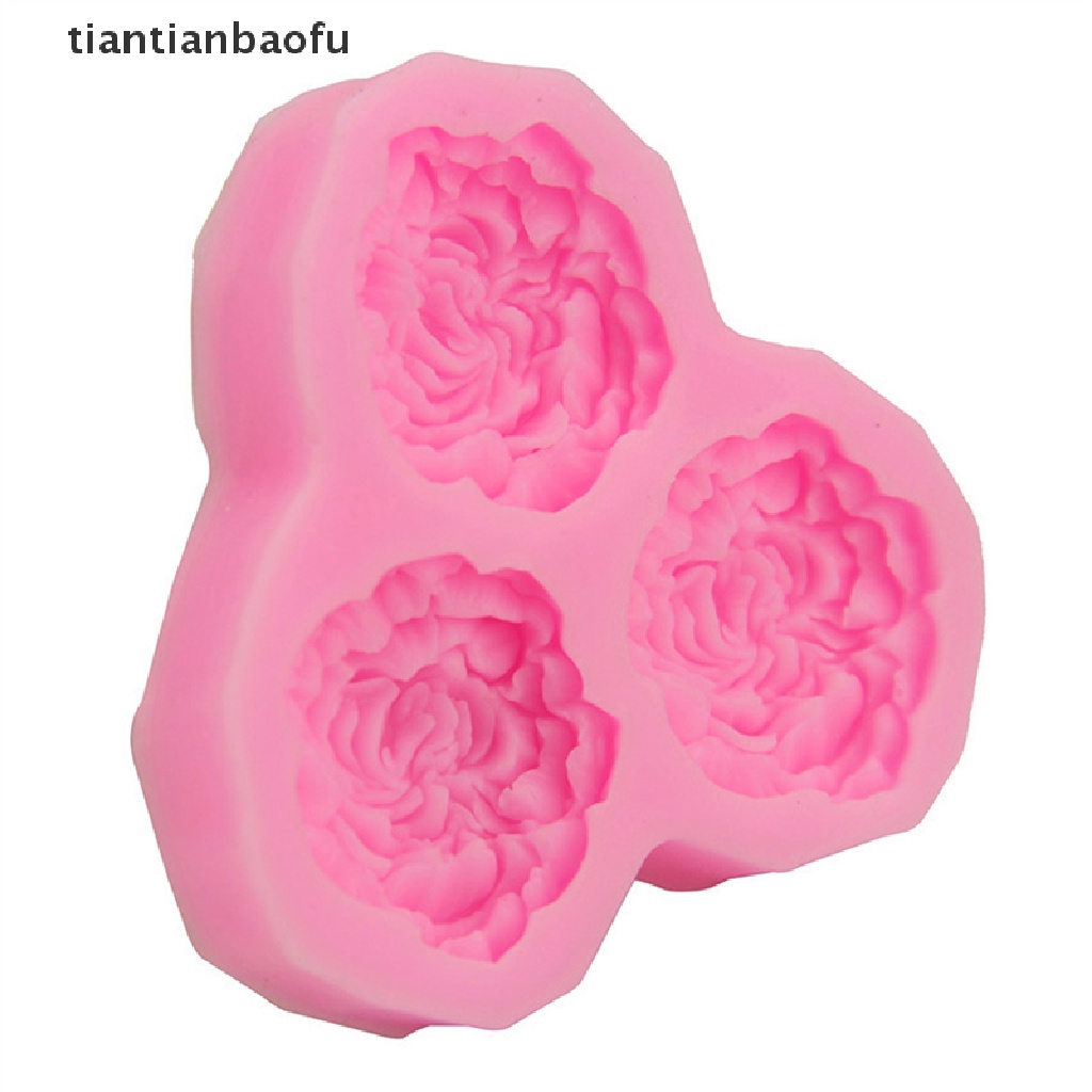 [tiantianbaofu] Peony Flower Silicone Mold Wedding Cupcake Topper Fondant Cake Decorating Tool Boutique