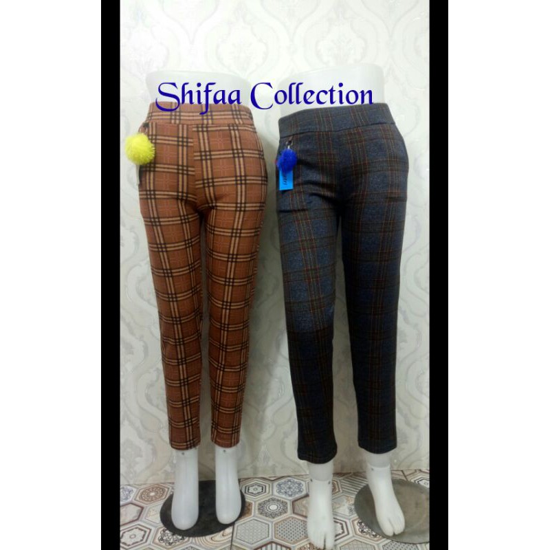 Celana Luna Panjang PomPom Motif Kotak (BB 50-60 Kg / All Size)