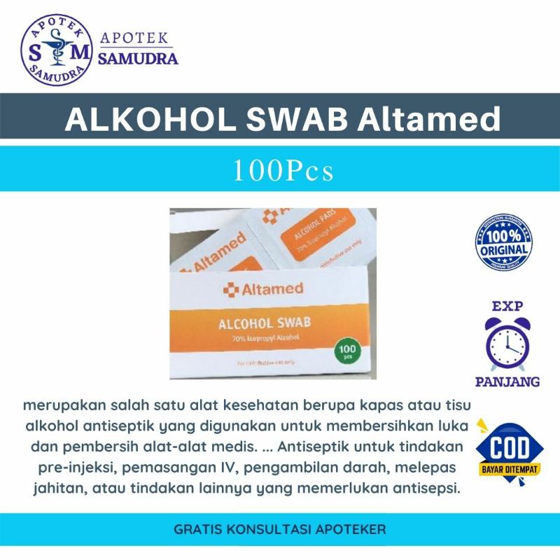 ALKOHOL SWAB ALTAMED - 100 pcs (kapas kesehatan tisu alkohol tisu pembersih luka tisu pembersih alat