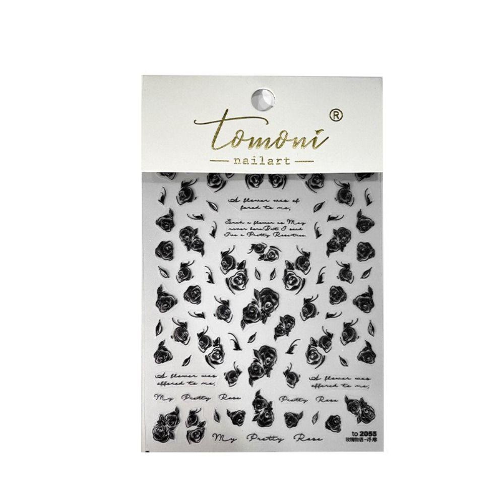 Mxbeauty Stiker Mawar Pereda Kuku Gaya Jepang Motif Flowral DIY Nail Salon Manicuring 5D Dekorasi Kuku