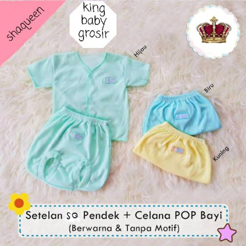 3STEL BAJU PENDEK POLOS &amp; CELANA POP POLOS NEWBORN SNI