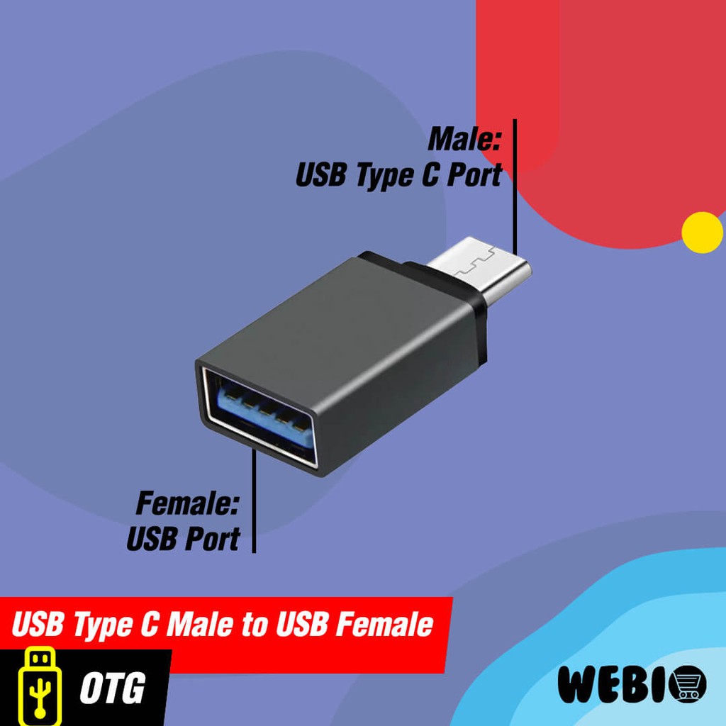 Converter OTG Type C Male To USB Female Mini Plug Connector Adapter Garansi 1 Bulan Bahan Metal