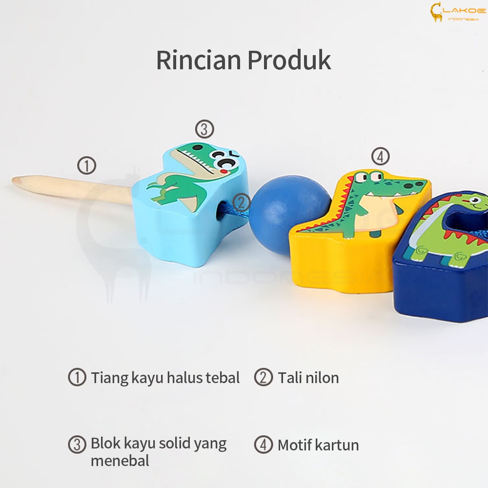 LAKOE Mainan kayu Edukasi anak blok kayu 3D wooden toys