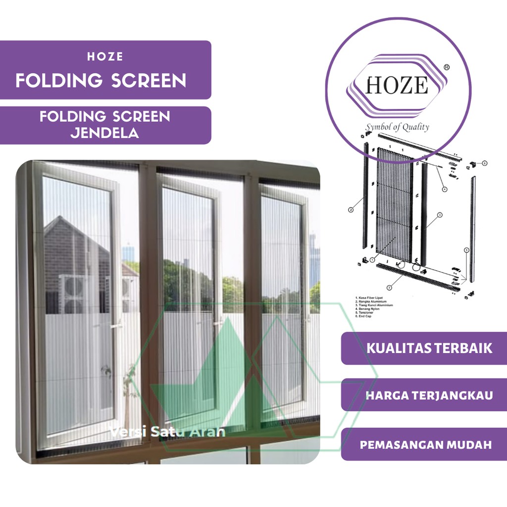 Folding Screen Jendela Hoze Satu Arah Penutup Jendela Anti Nyamuk Tirai Jendela Rumah