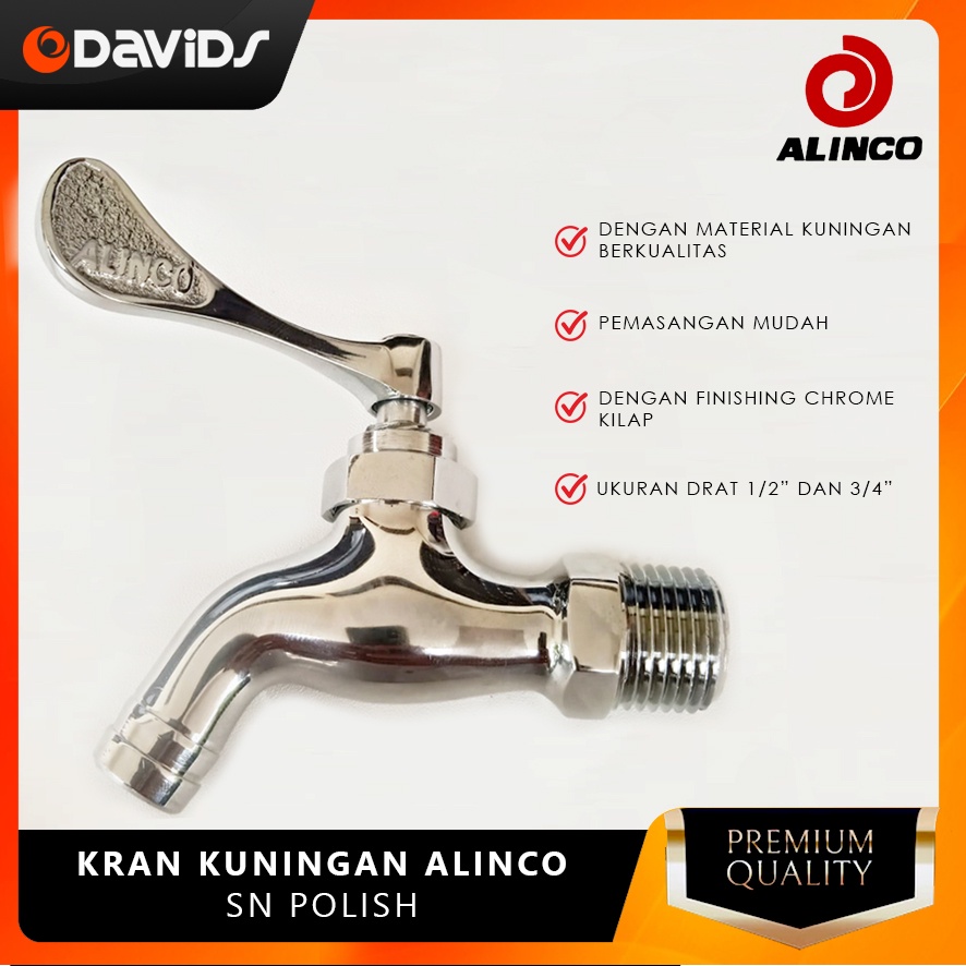 Kran Tembok Kamar Mandi Keran Kuningan Alinco Chrome Poles 1/2&quot;