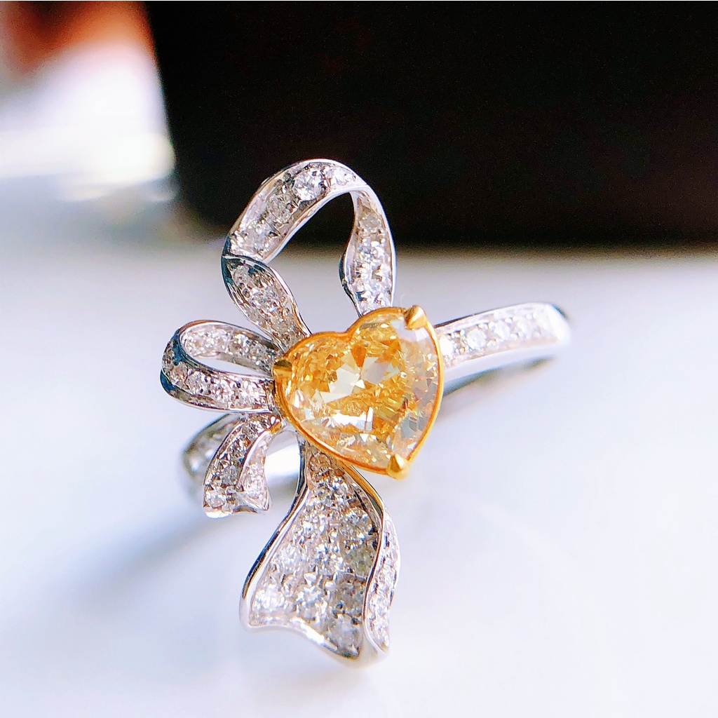 Personalized Design Yellow Heart Shaped Moissanite Diamond Ring