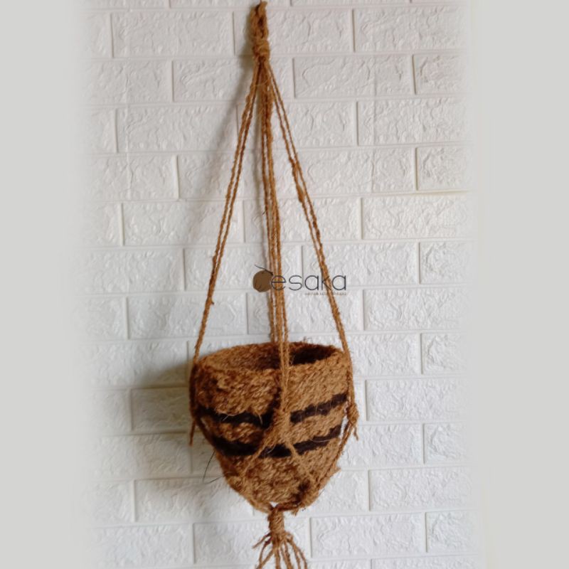 pot gantung spesial sabut kelapa diameter 20 cm anyaman bulat handmade oesaka