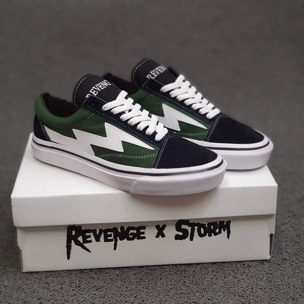 SEPATU VANS OLD SKOOL VAULT OG RAINBOW GREEN GRADE ORIGINAL -BLACK WHITE REVENGE 38-43