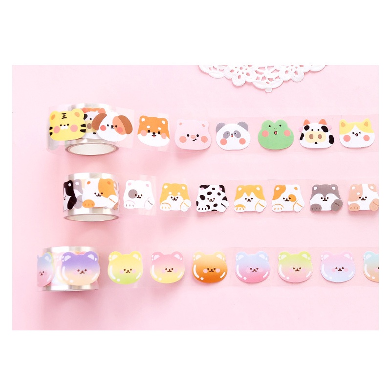 Cute Cartoon Animals Roll Deco Stickers - Sticker Dekorasi Buku Diary