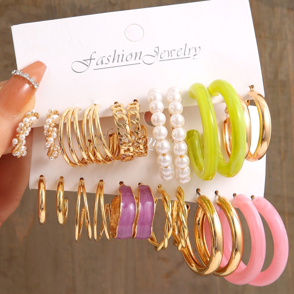AY(CN) Set Anting Stud Kristal Mutiara Kupu-Kupu Warna-Warni Untuk Wanita