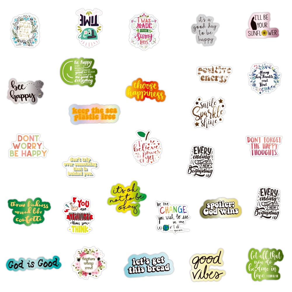 100Pieces Motivational Inspiring Doodle Waterproof Laptop Decoration Stickers