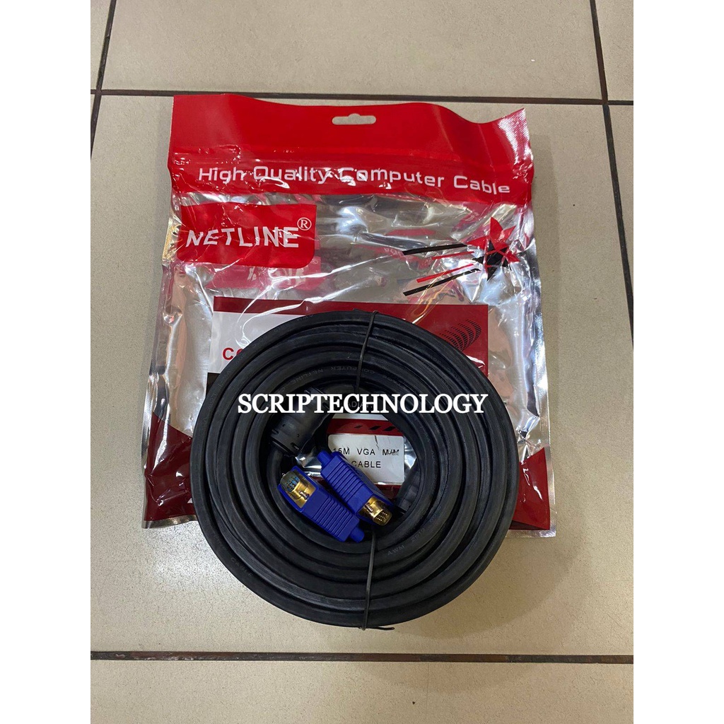 Kabel VGA 10m Gold Plate HQ Netline - Kabel VGA 10 Meter Male