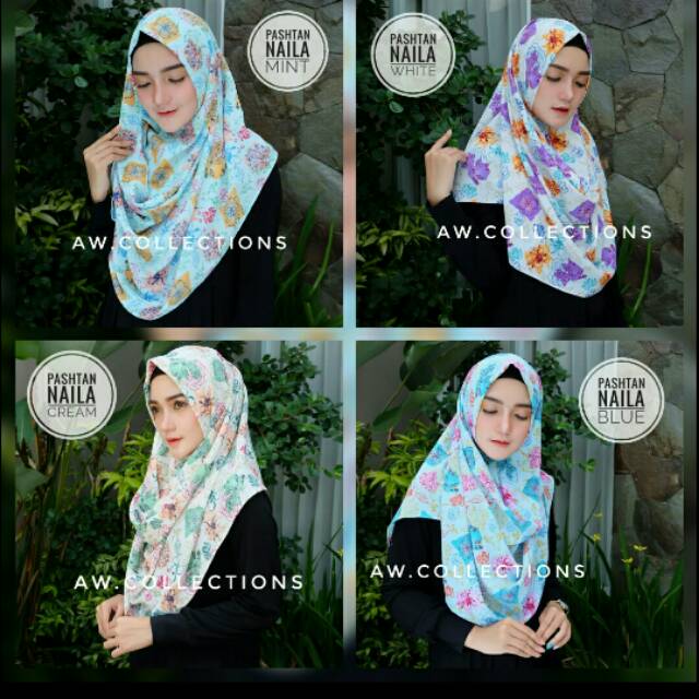 Pashmina instan / pashmina instan motif bunga / jilbab pastel / jilbab instan motif
